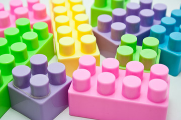 colorful building blocks on white background
