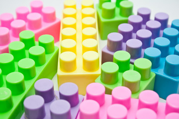 colorful building blocks on white background