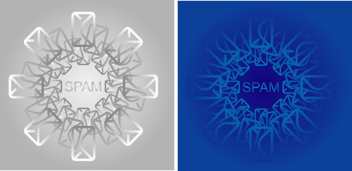 Spam - chain email concept with envelope sign