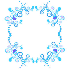 Floral and spiral elements border frame. Vector.