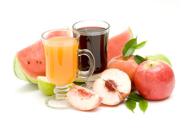 fruit juice and some fresh fruits