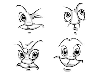set of four expressions.clipping path included.