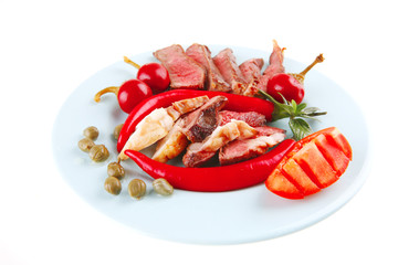roast beef slices on dish