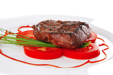 served roasted beef meat