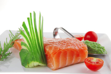 salmon fillet with pesto sauce