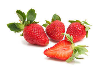 fresh strawberries over white background