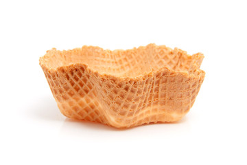 empty cookie cup for dessert over white background