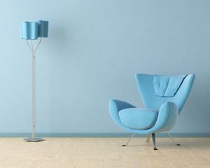 blue interior design scene