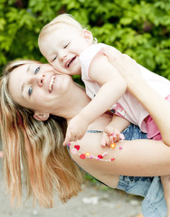 portrait of mother with her little daughter