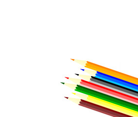 colored pencils on a white background