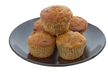 stack of banana muffins