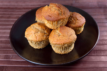 stack of banana muffins