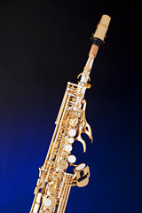 Soprano Saxophone Isolated On Blue
