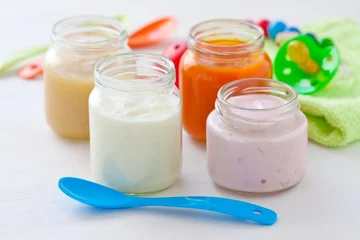 Crédence de cuisine en verre imprimé Gamme de produits nourriture pour bébés