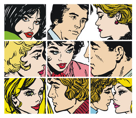 Colecci&oacute;n de ilustraciones con parejas de enamorados