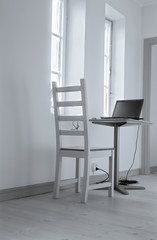 Chair and table in living room