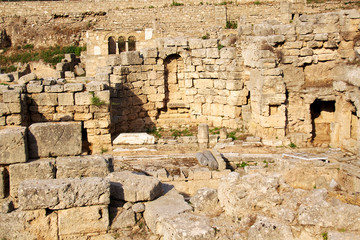 Archaeological Dig Site at  Apollo Temple, Corinth, Greece.