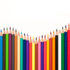 Colorful of Pastels are sorted on white background