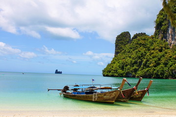 Fototapeta na wymiar Long tailboats Krabi Thailand