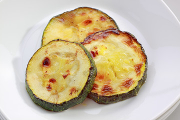 Fried slices of courgette
