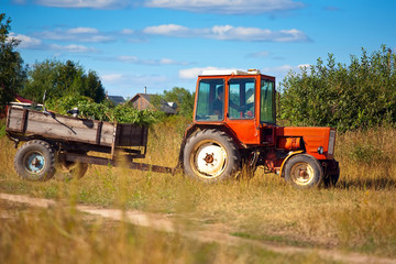 Tractor on meadow