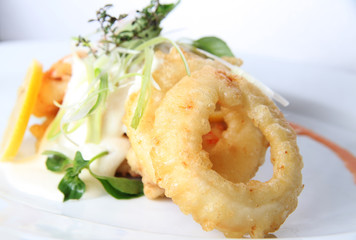 dooep fried seafood with mayonnaise