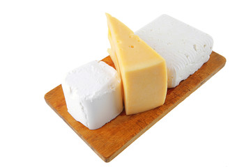 three types of cheeses