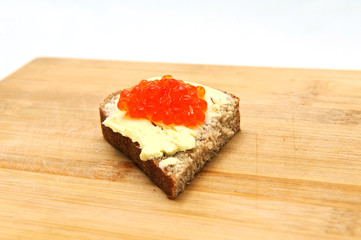 sandwich with red caviar