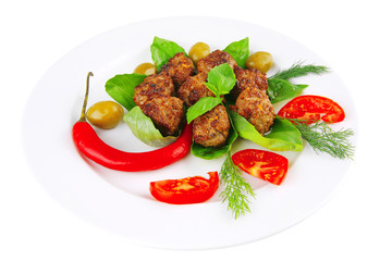 beef meatballs on basil