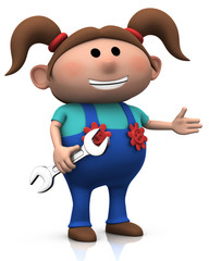 young mechanic presenting