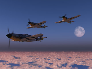 High altitude WWII fighter planes. - obrazy, fototapety, plakaty