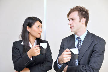 two business person talking