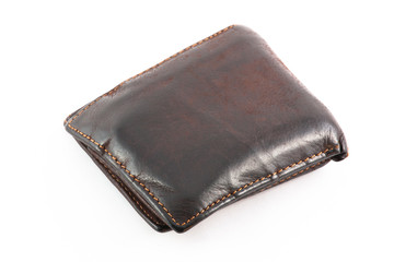 Brown Leather wallet isolated on white background