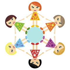 six little girl and Earth