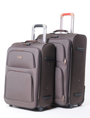 Two brown travel bag on withe background