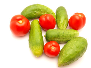 Tomatoes and cucumbers