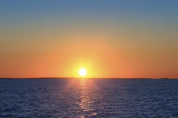 Door stickers Sea / sunset mediterranean sea sunset horizon orange sun