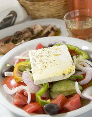 greek salad photographed in the greek islands