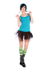 teen girl in a bright dress