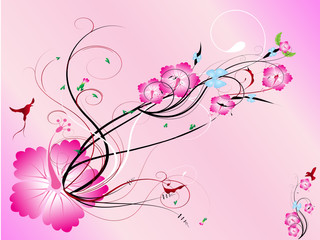 Pink color floral, vector illustration