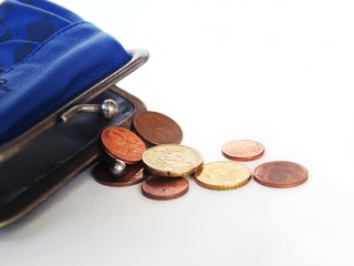 Cents coins in a purse