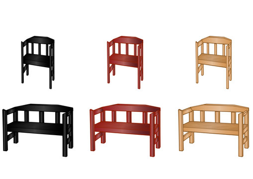 Vector illustration wooden benches
