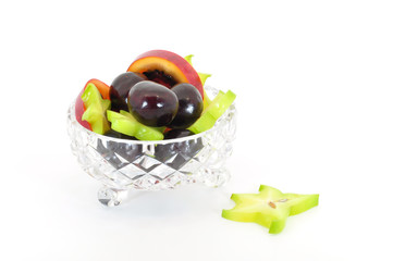 crystal bowl with exotic fruit