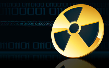 Radioactive symbol on binary code background
