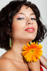 Beautiful woman with flower