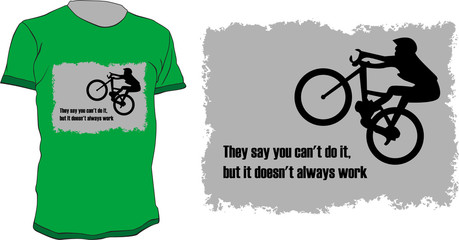 T-shirt vector design with a biker silhouette and a quoe