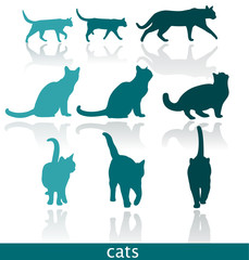 cats silhouettes vector