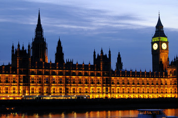 Naklejka premium illuminated Houses of Parliament from London UK Europe