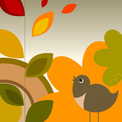 Autumn background with the bird