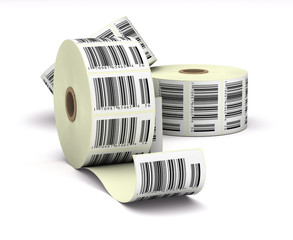 barcodes sticker label over white background